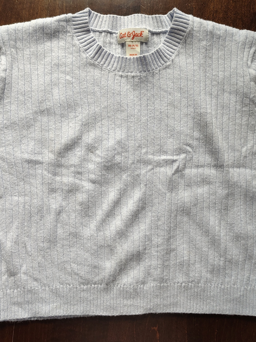Cat & Jack Light Blue Ribbed Crewneck Sweater